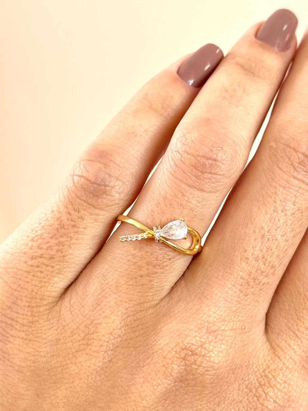 Anel laço microzirconia e cristal
