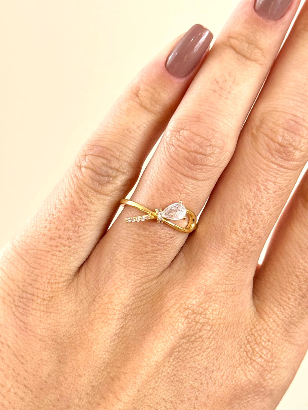 Anel laço microzirconia e cristal