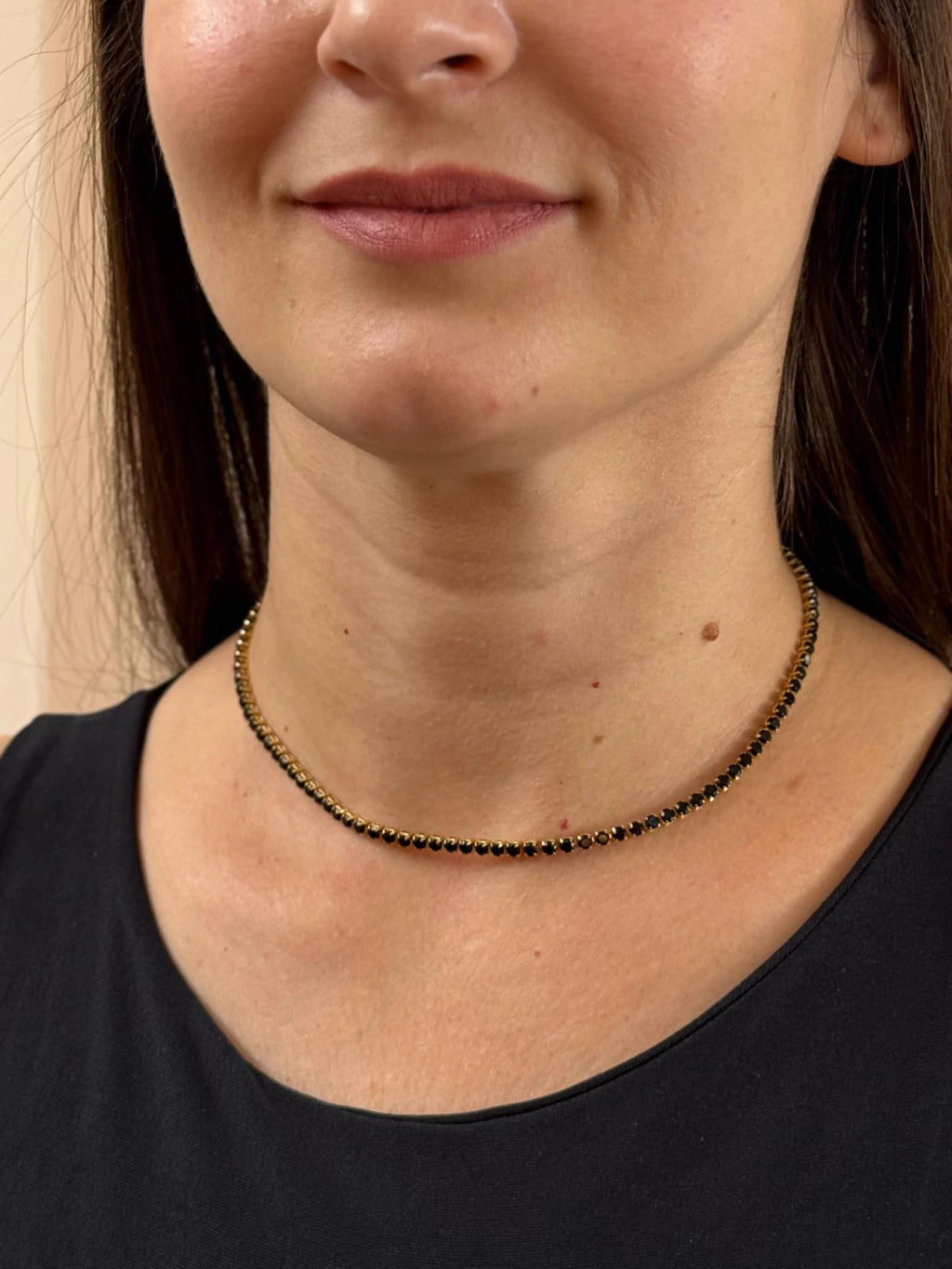 Choker zircônia riviera preta 30cm