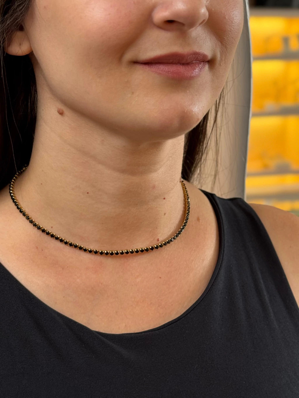 Choker zircônia riviera preta 30cm