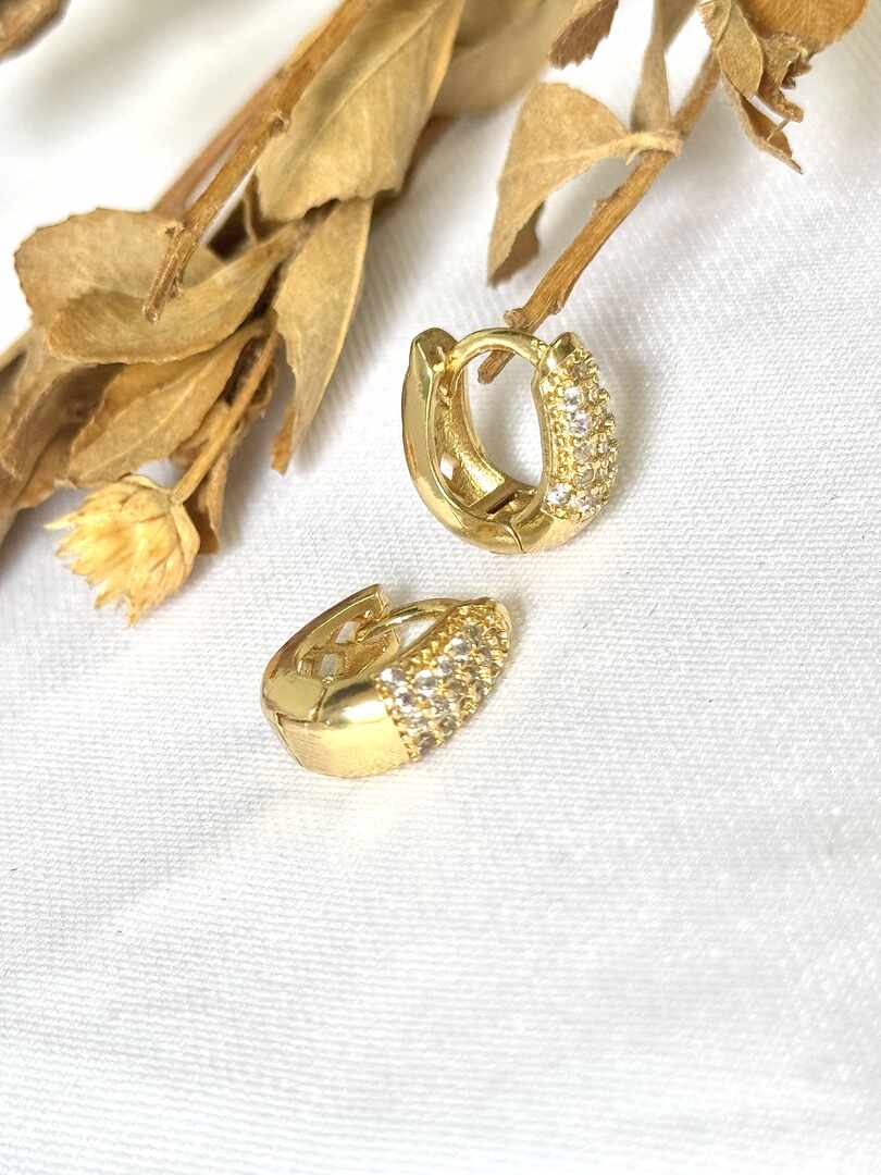Argola cravejada oval P