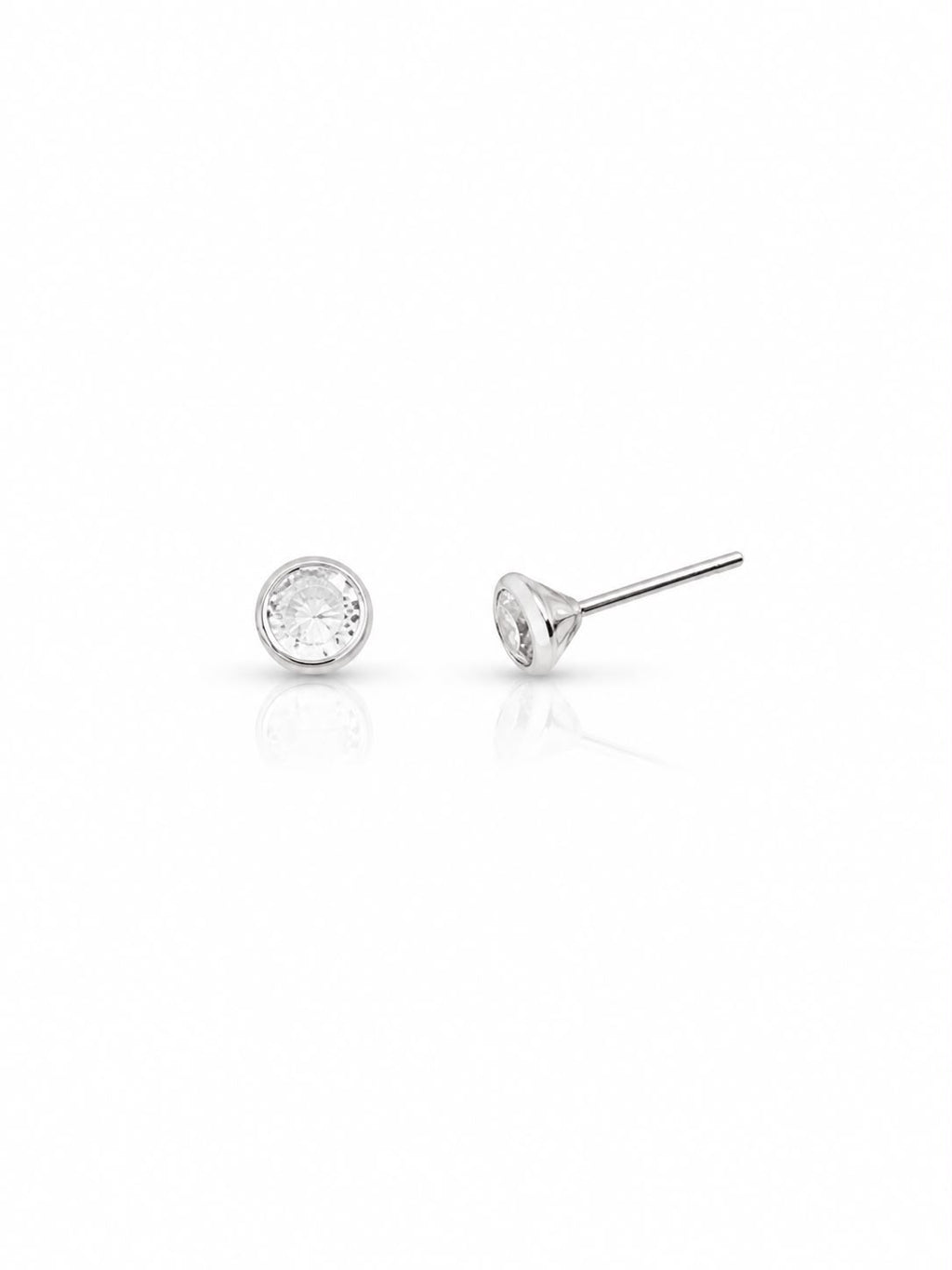 Brinco zircônia redonda cristal embutida 5mm