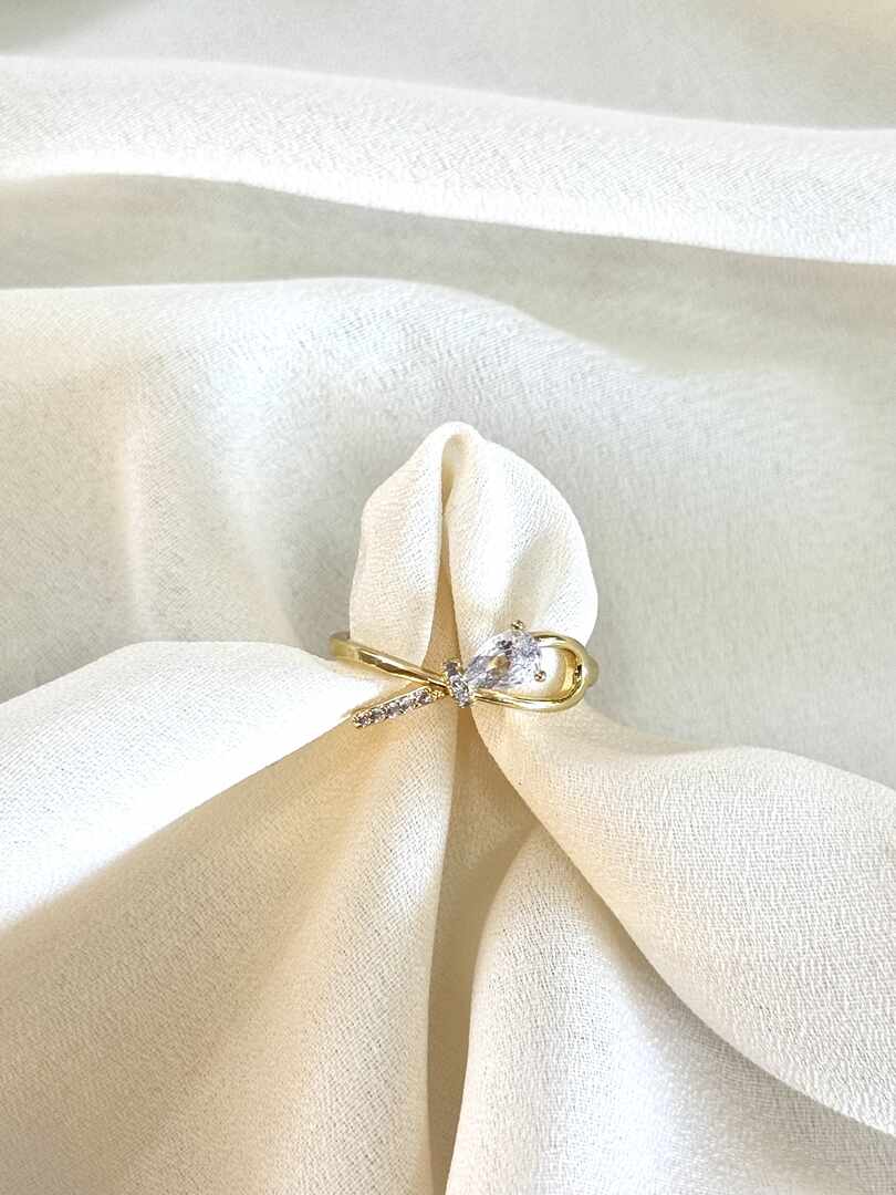 Anel laço microzirconia e cristal