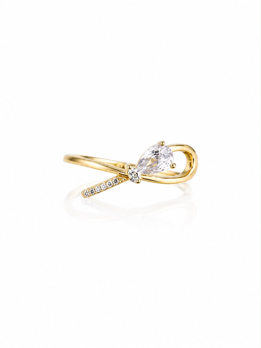Anel laço microzirconia e cristal