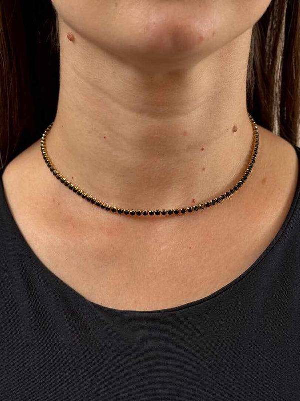 Choker zircônia riviera preta 30cm