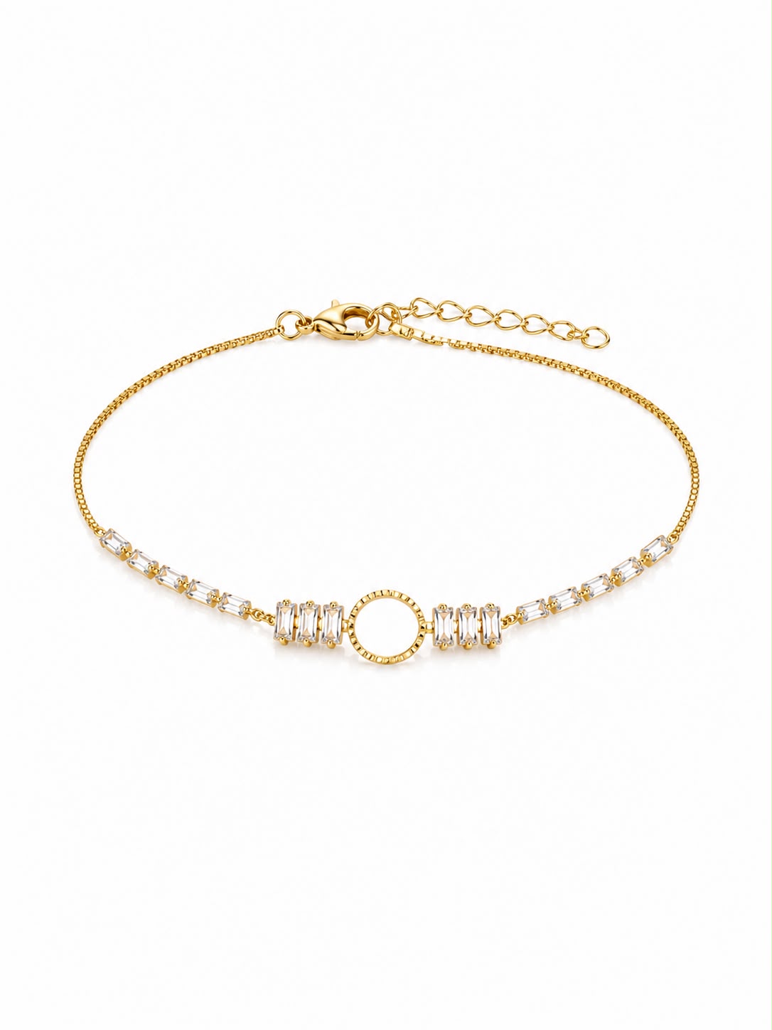 Pulseira baguetes com oval diamantado 