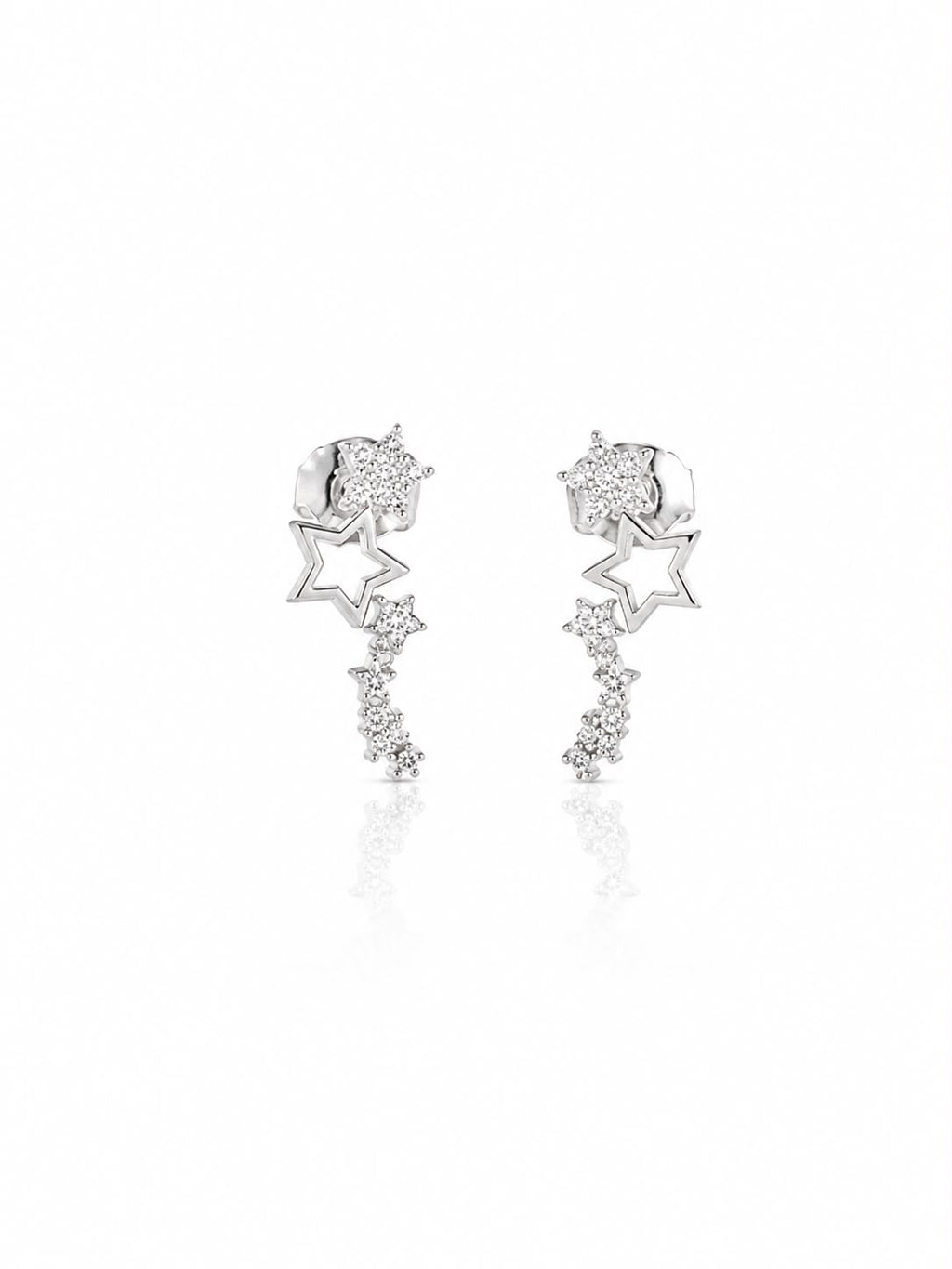 Brinco ear cuff estrelas cravejadas e lisas