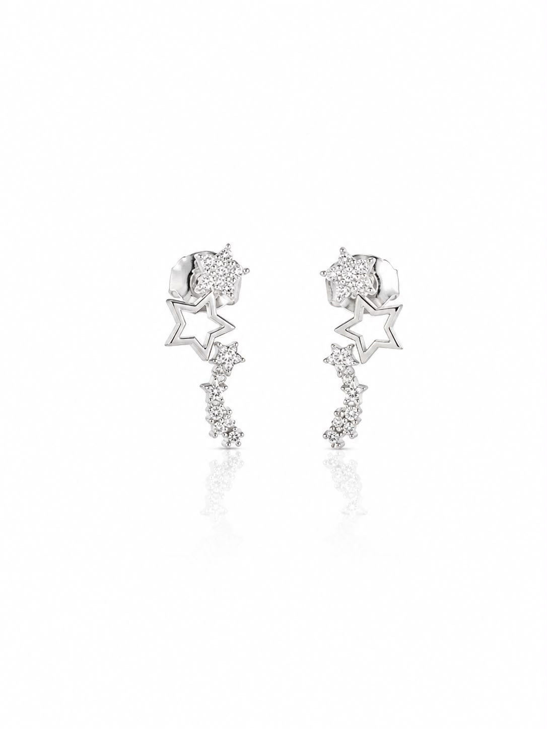 Brinco ear cuff estrelas cravejadas e lisas