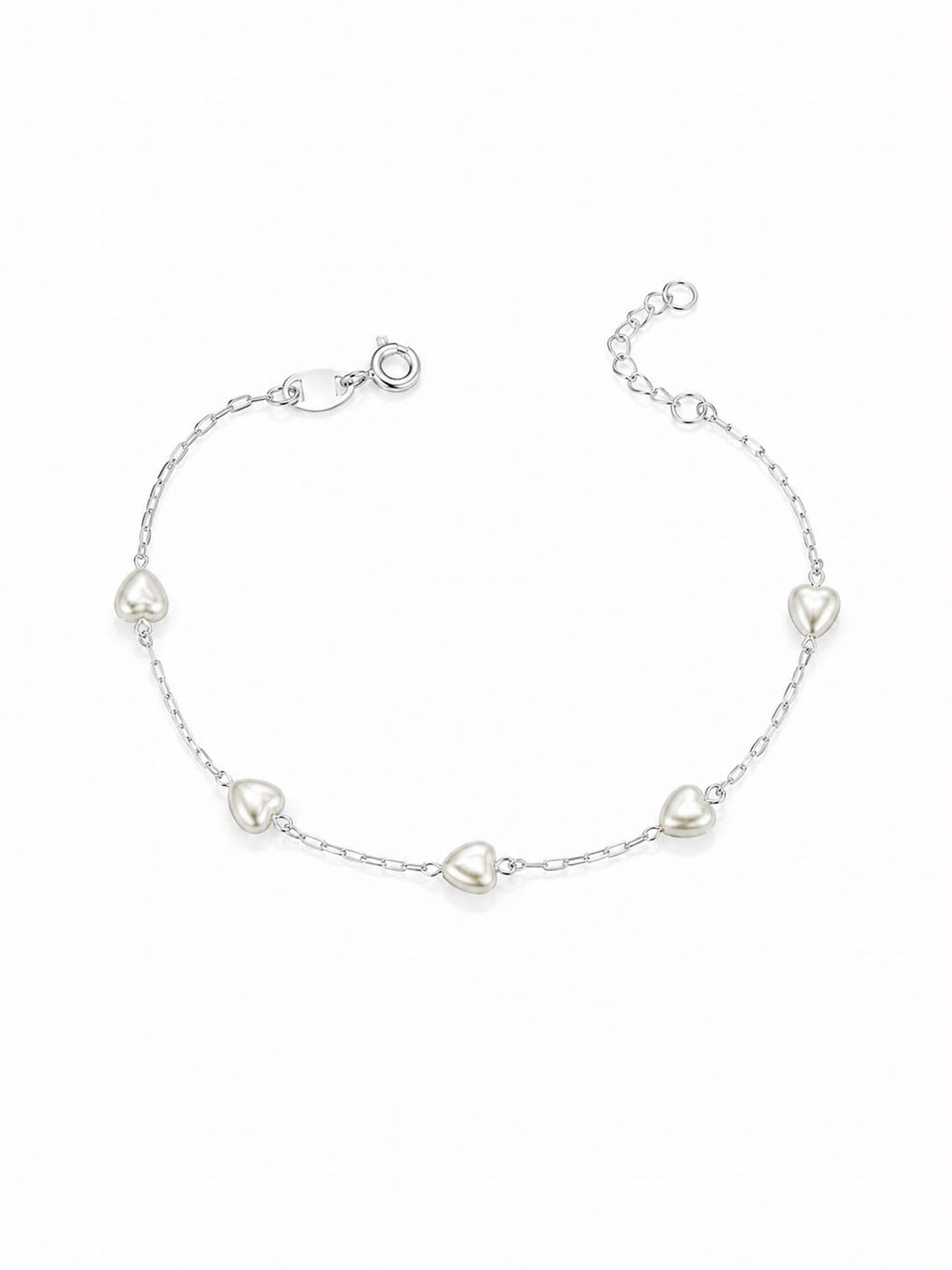 Pulseira entremeio pérolas coração 6mm
