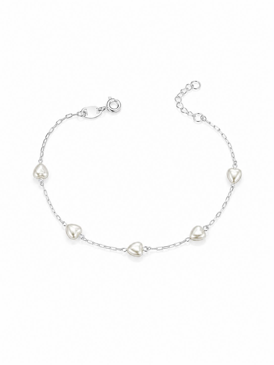 Pulseira entremeio pérolas coração 6mm