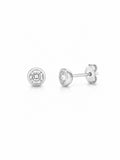 Brinco zircônia redonda cristal embutida 6mm
