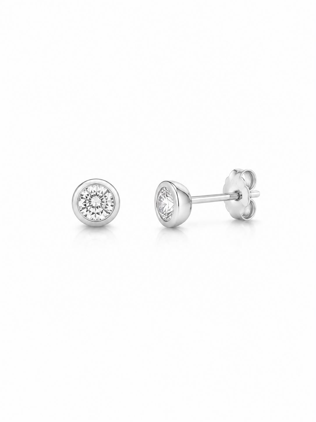 Brinco zircônia redonda cristal embutida 6mm