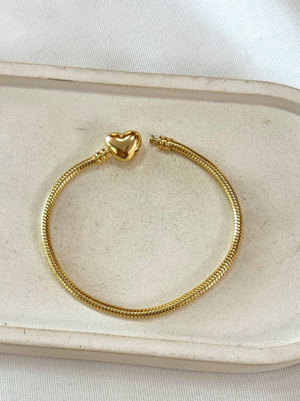 Pulseira infantil berloque fecho coração