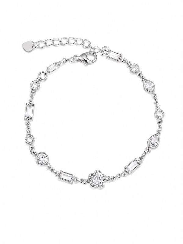 Pulseira flor coração e cristal