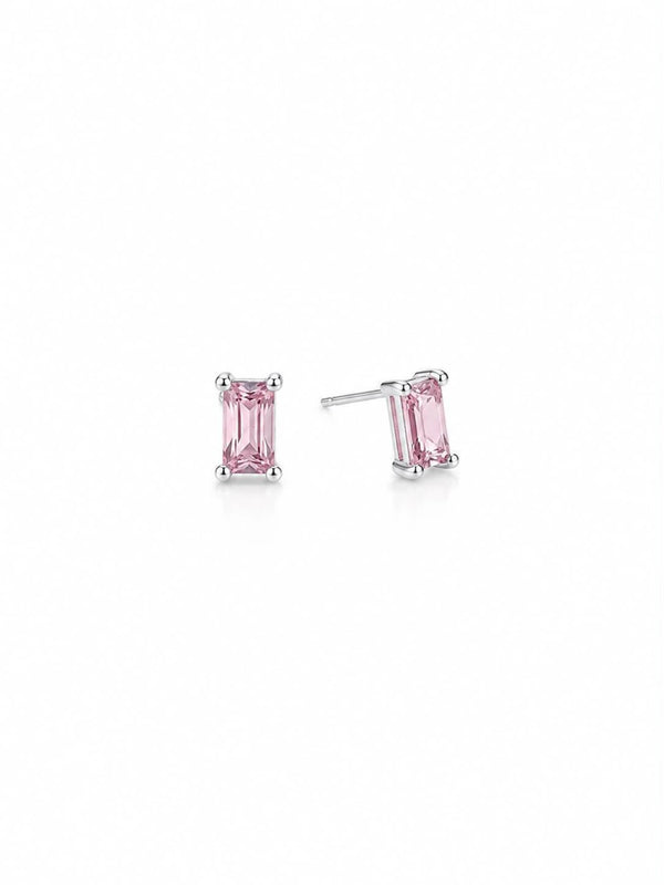Brinco quadrado cristal rosa M