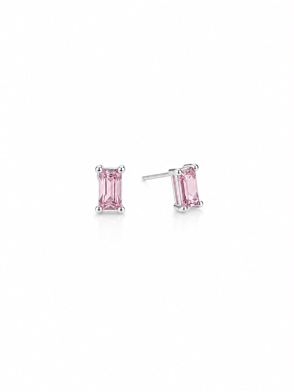 Brinco quadrado cristal rosa M