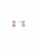 Brinco quadrado cristal rosa M