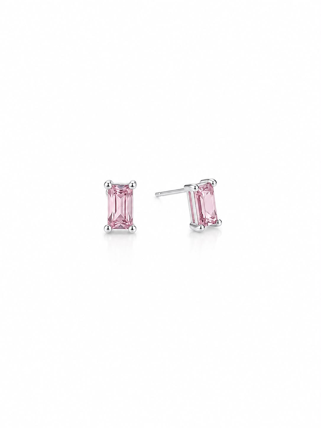 Brinco quadrado cristal rosa M