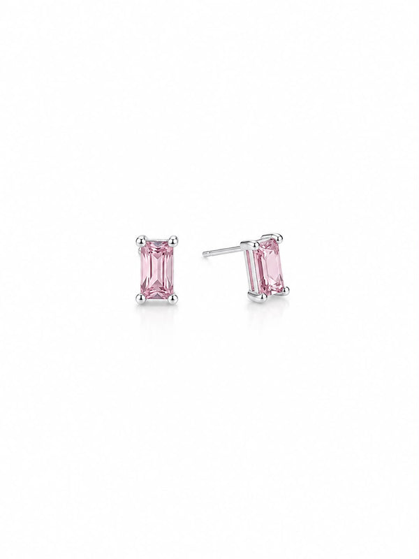Brinco quadrado cristal rosa M
