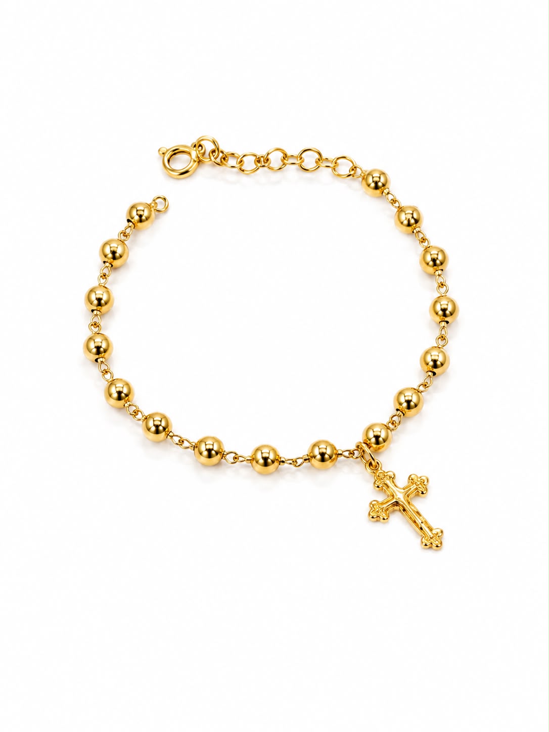 Pulseira bolinhas e cruz