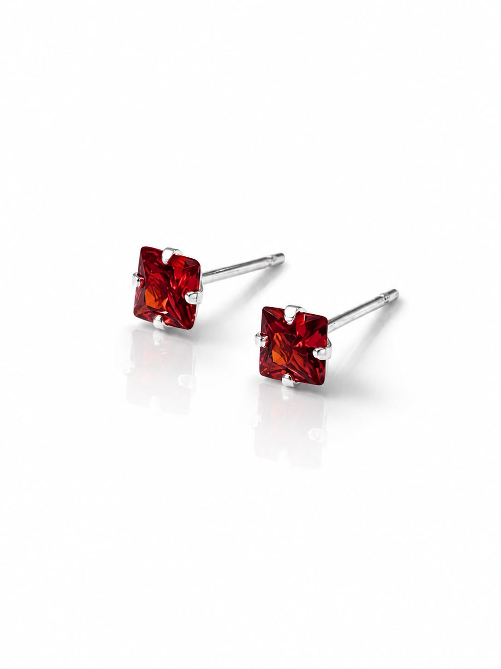 Brinco quadrado vermelho 4 mm