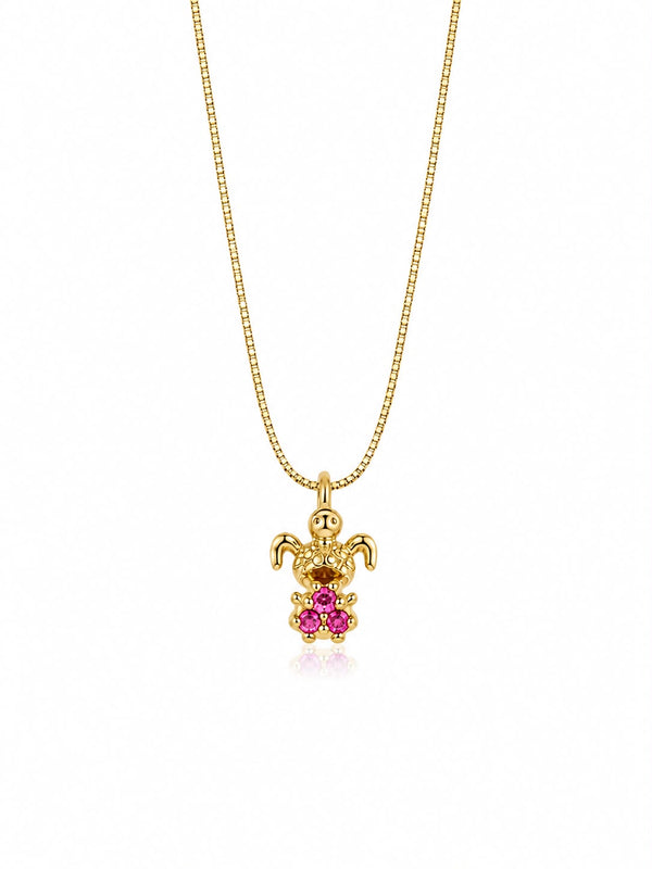 Colar menina zircônia rosa