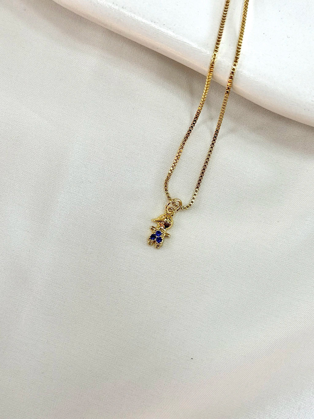 Colar menino zircônia azul