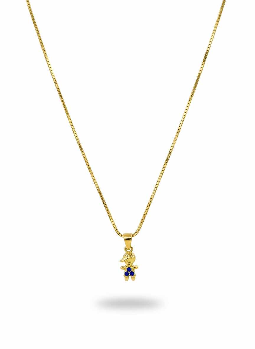 Colar menino zircônia azul