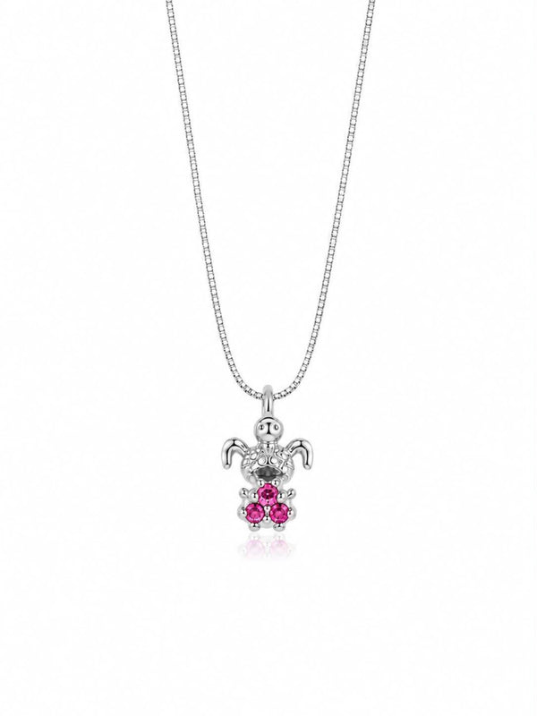 Colar menina cravejada rosa