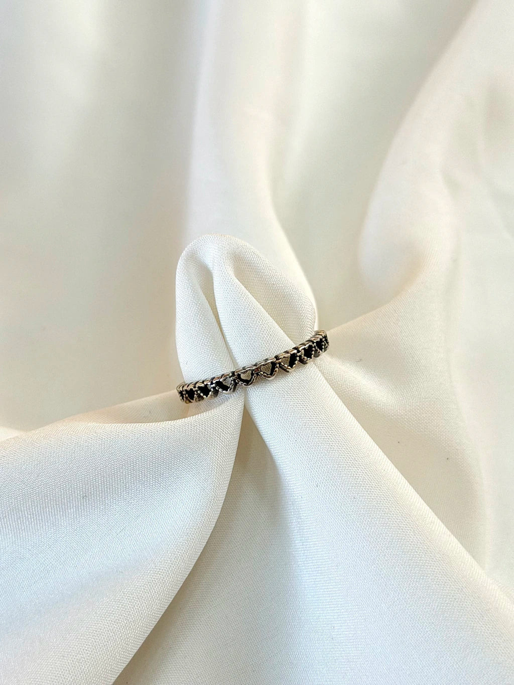 Anel coração prata envelhecida