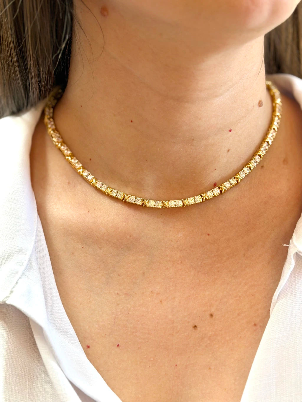 Colar luxo trabalhado com cristais