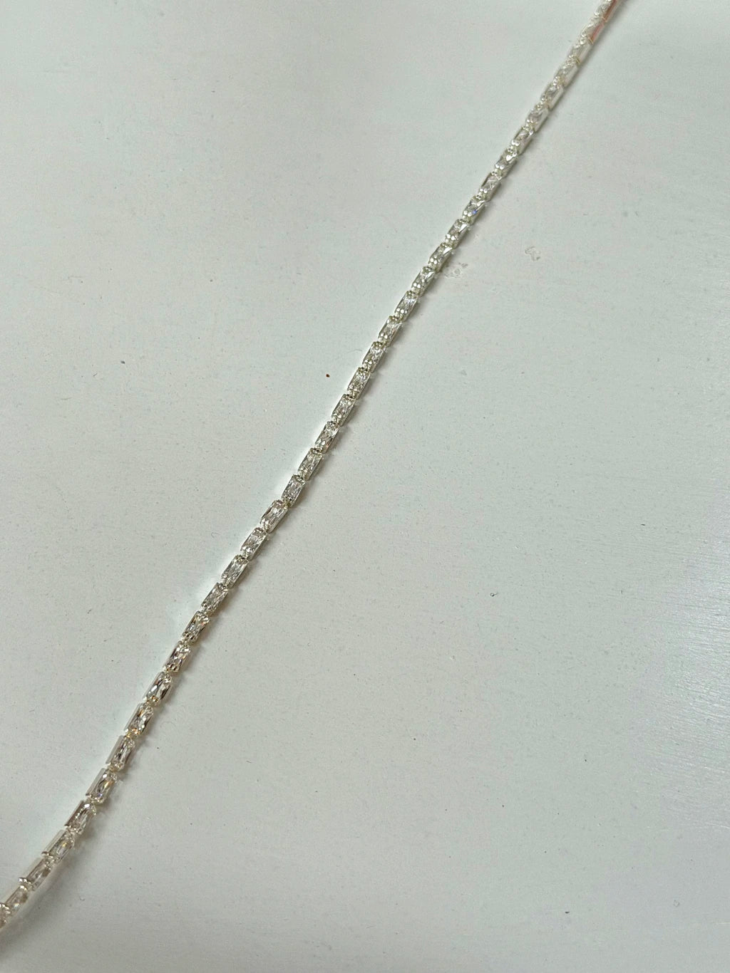 Colar baguete branco riviera 35cm+5cm