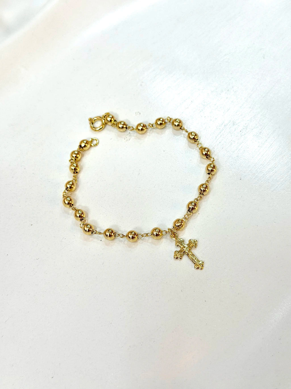 Pulseira bolinhas e cruz