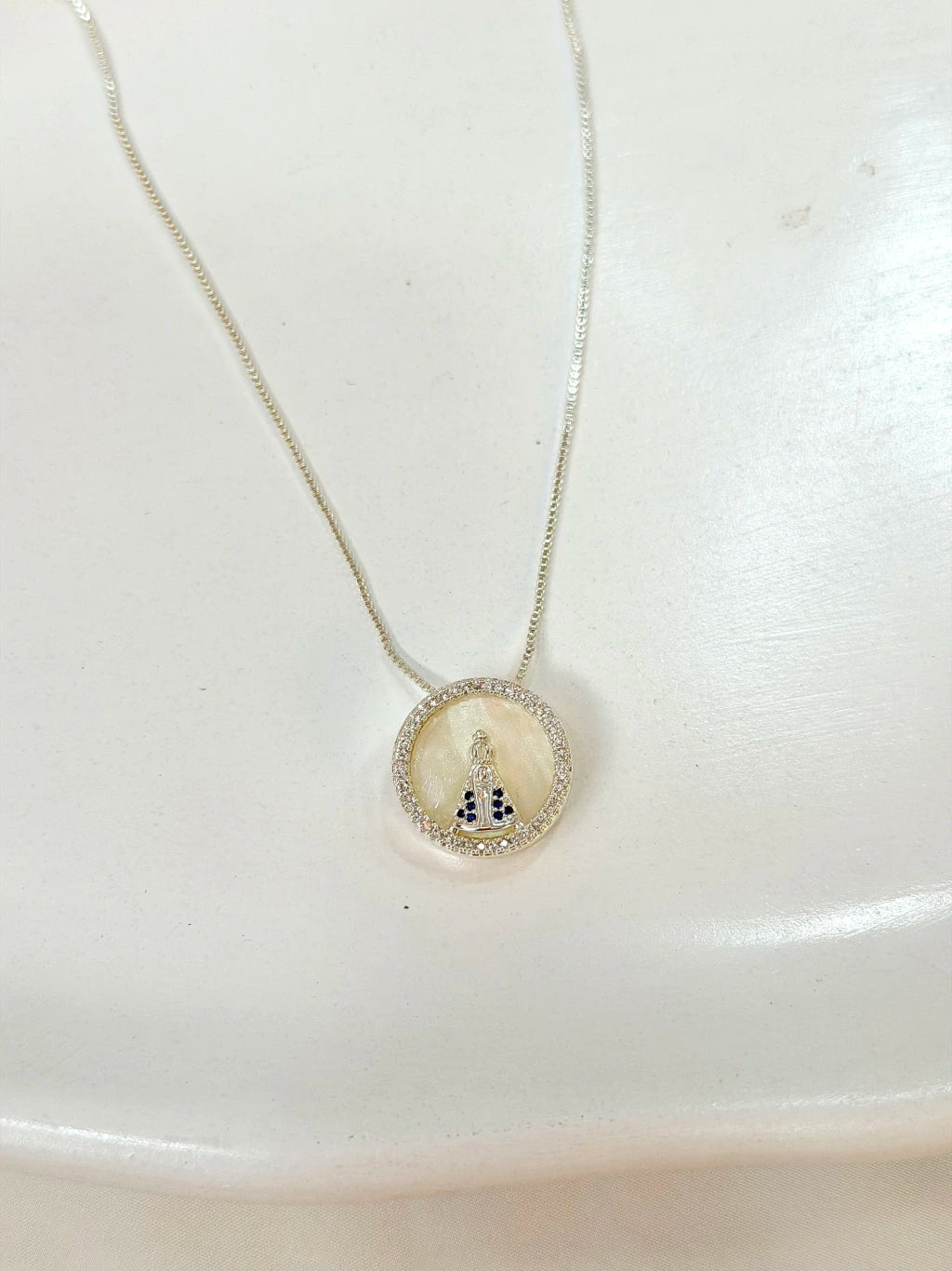 Colar pingente redondo Nossa Senhora Aparecida