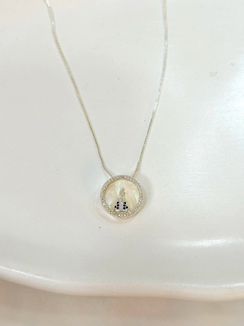 Colar pingente redondo Nossa Senhora Aparecida