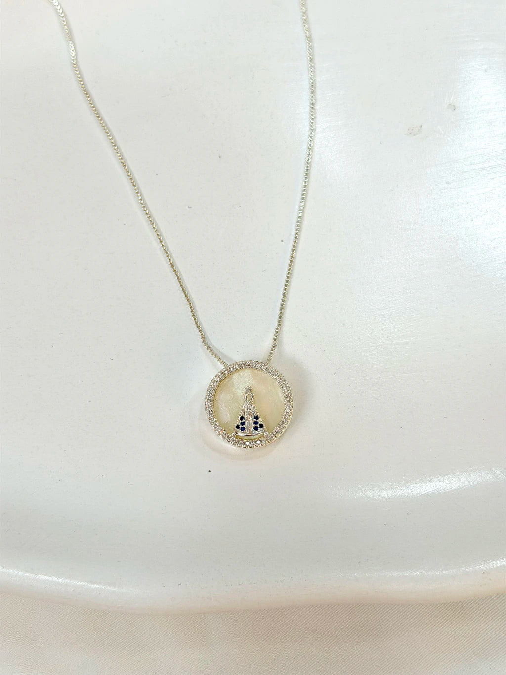 Colar pingente redondo Nossa Senhora Aparecida