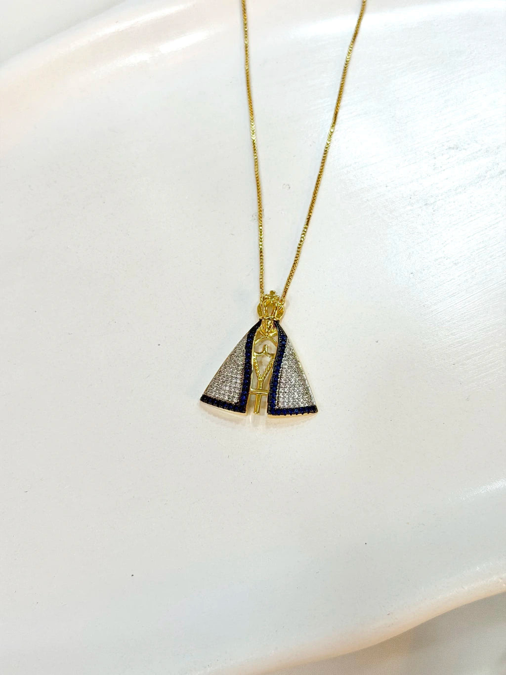 Colar nossa Senhora Aparecida com Ródio