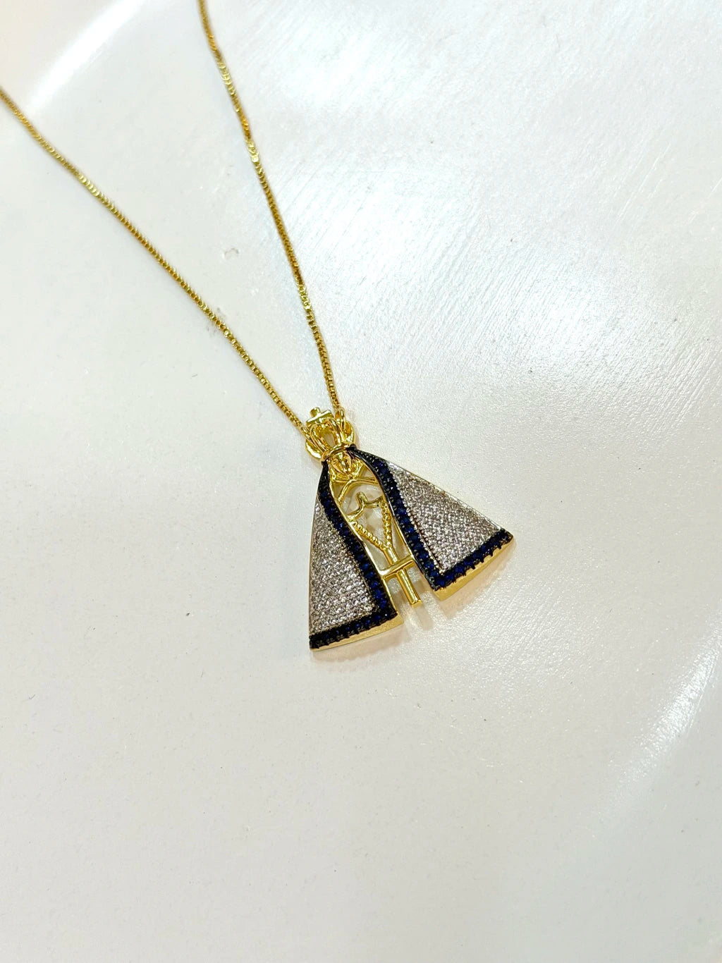 Colar nossa Senhora Aparecida com Ródio