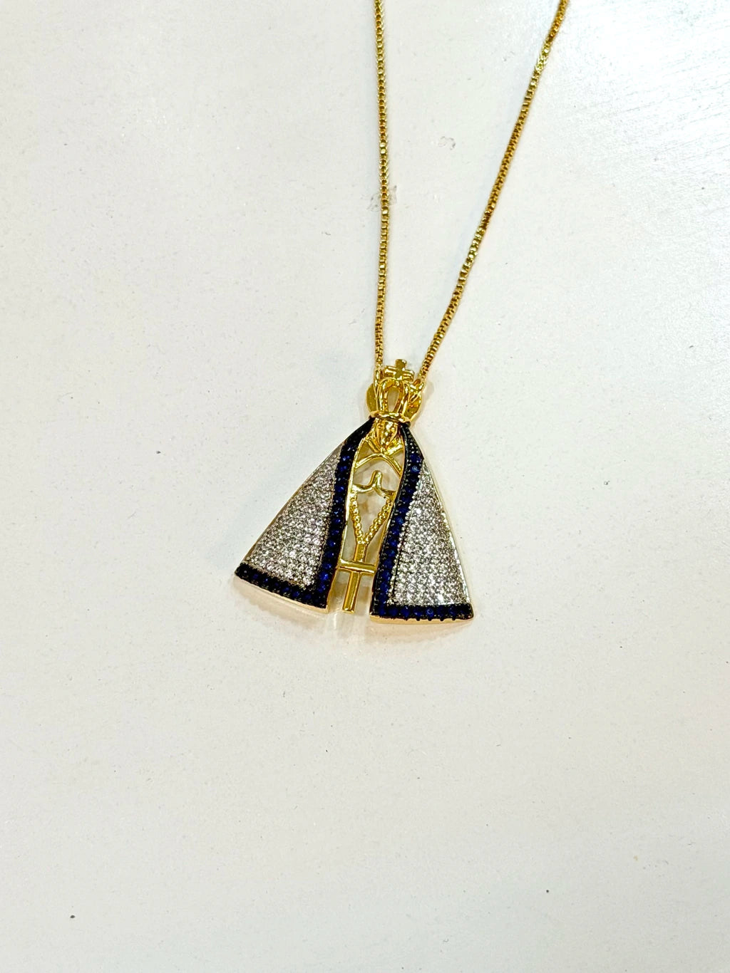 Colar nossa Senhora Aparecida com Ródio