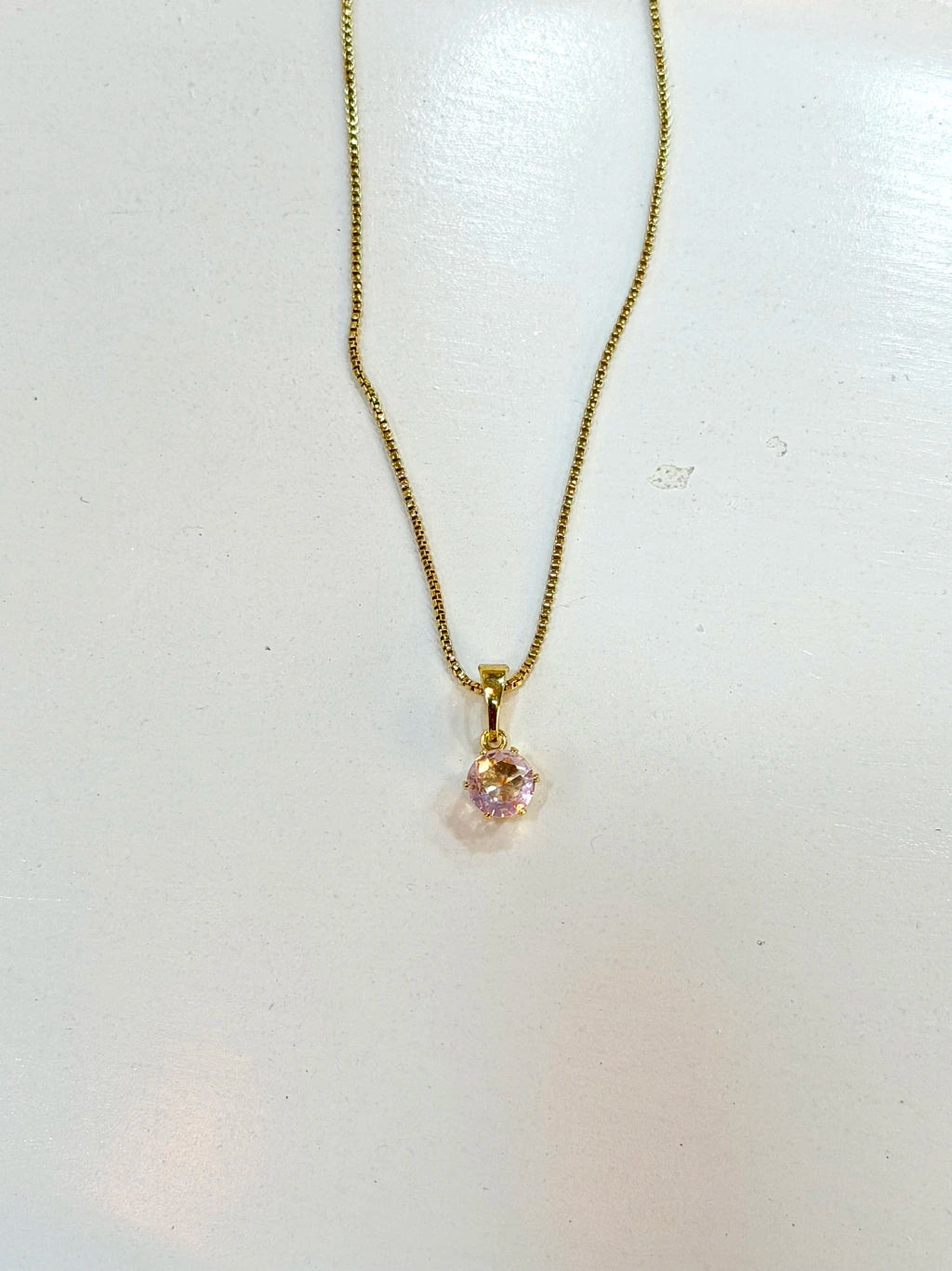 Colar ponto de luz rosa 6mm