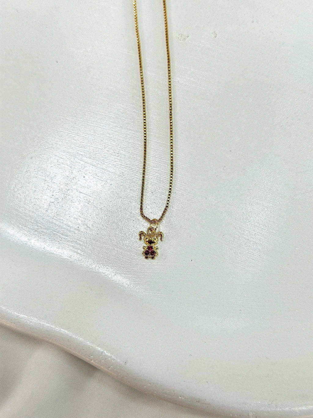 Colar menina zircônia rosa