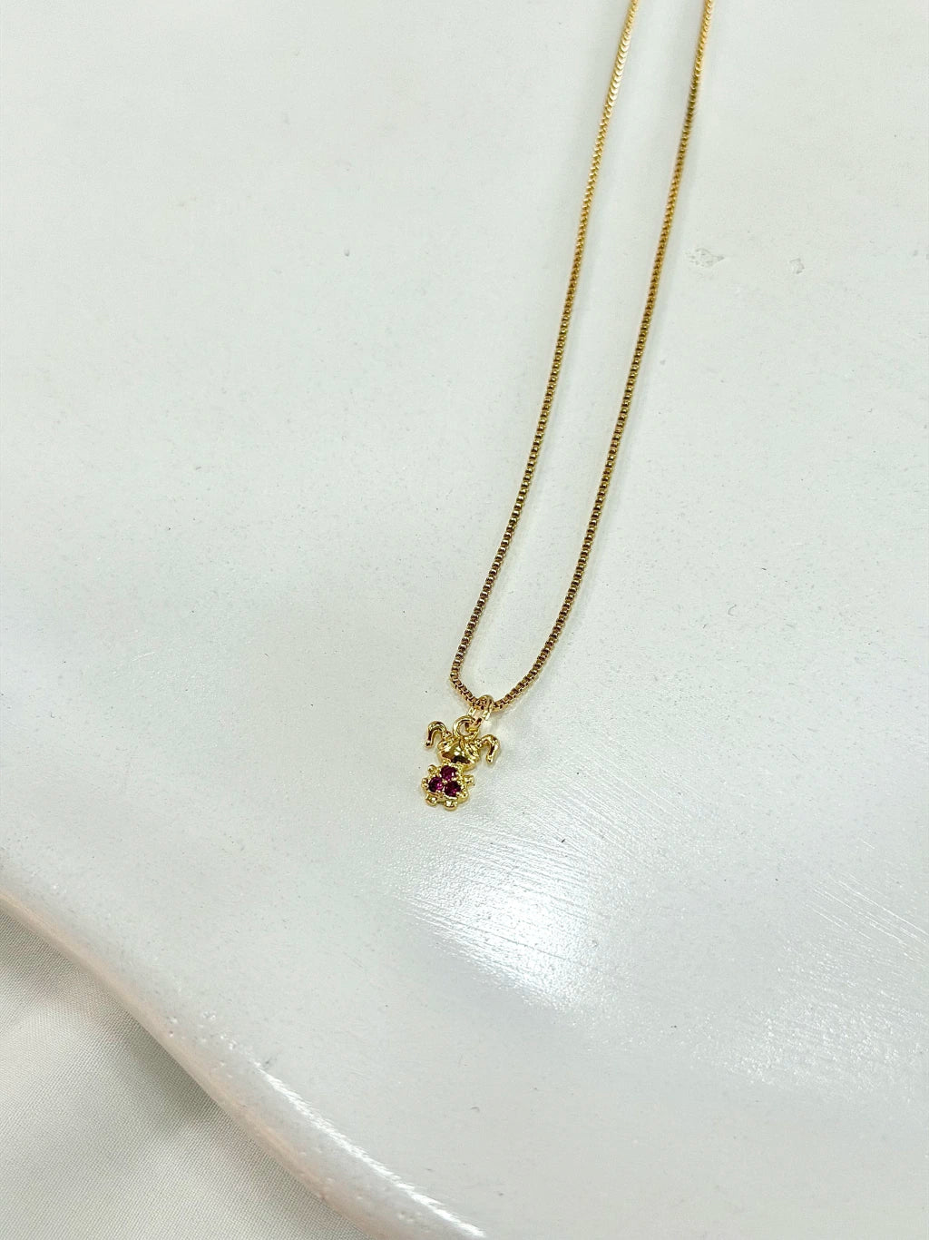 Colar menina zircônia rosa