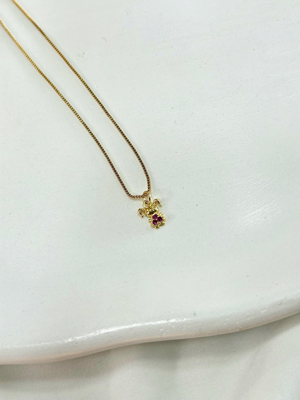 Colar menina zircônia rosa