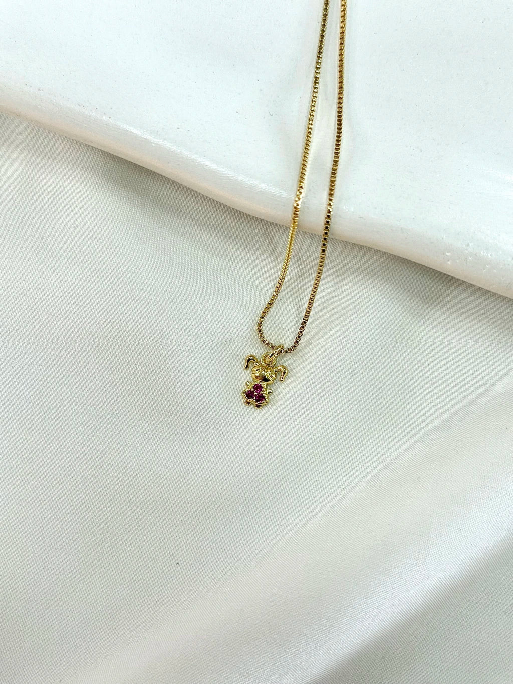 Colar menina zircônia rosa