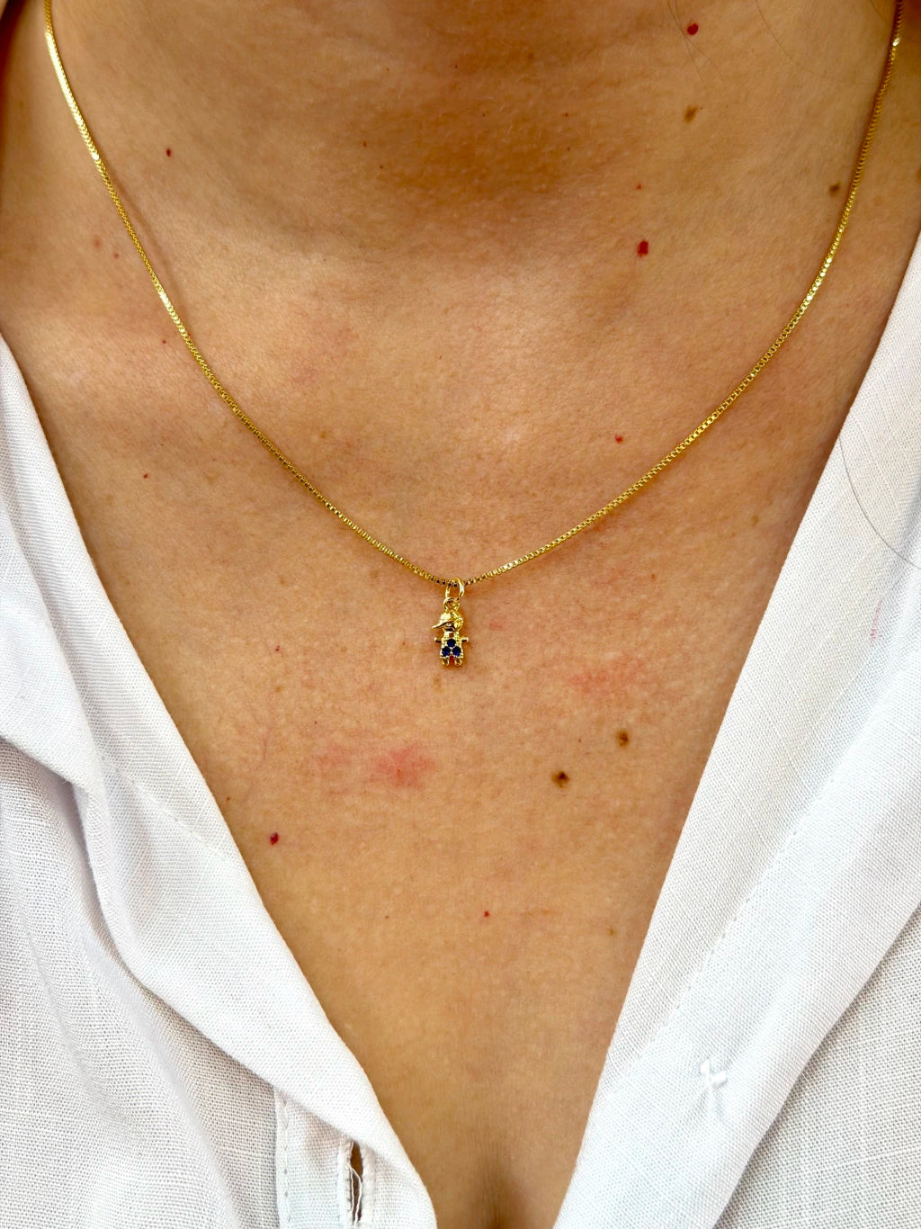 Colar menino zircônia azul
