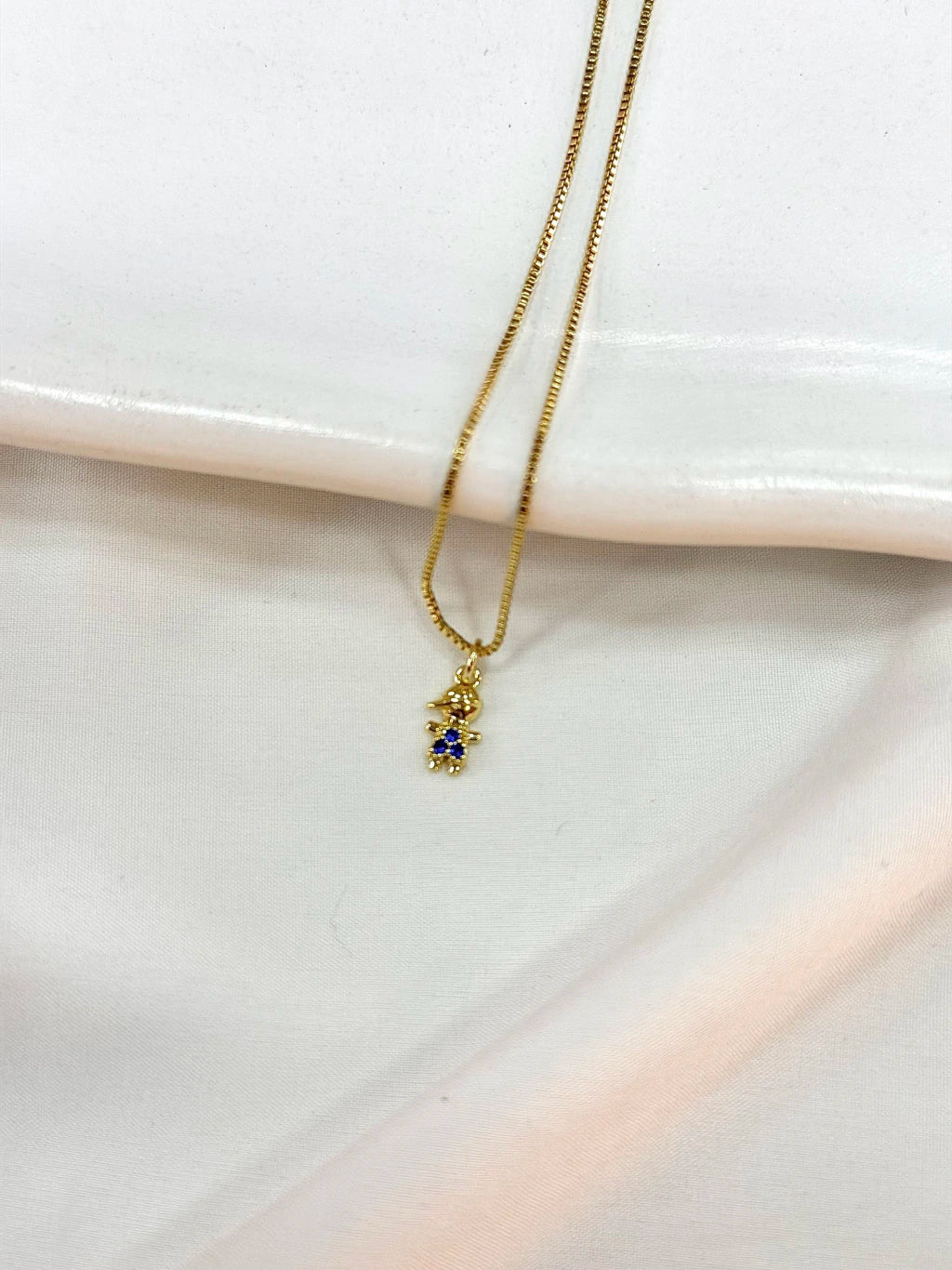 Colar menino zircônia azul