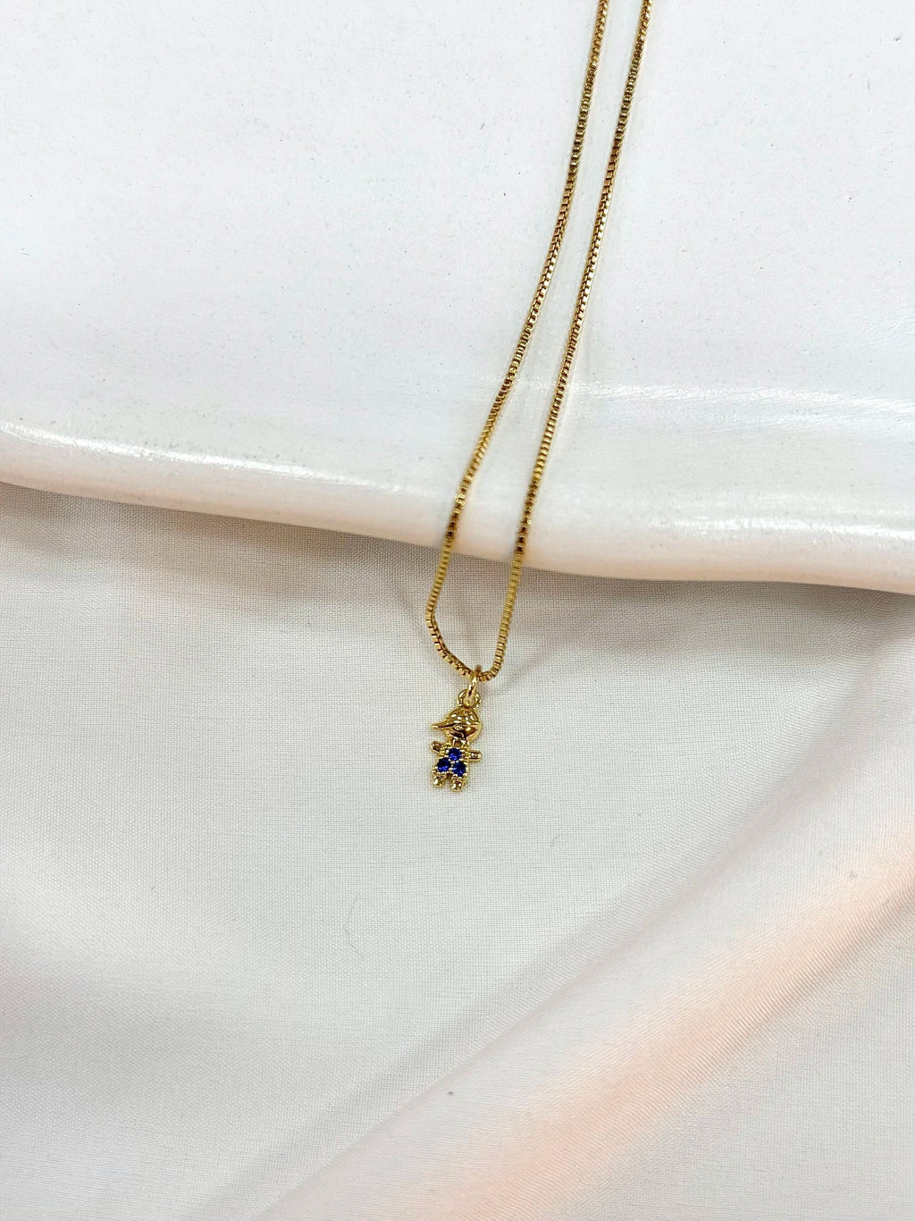 Colar menino zircônia azul