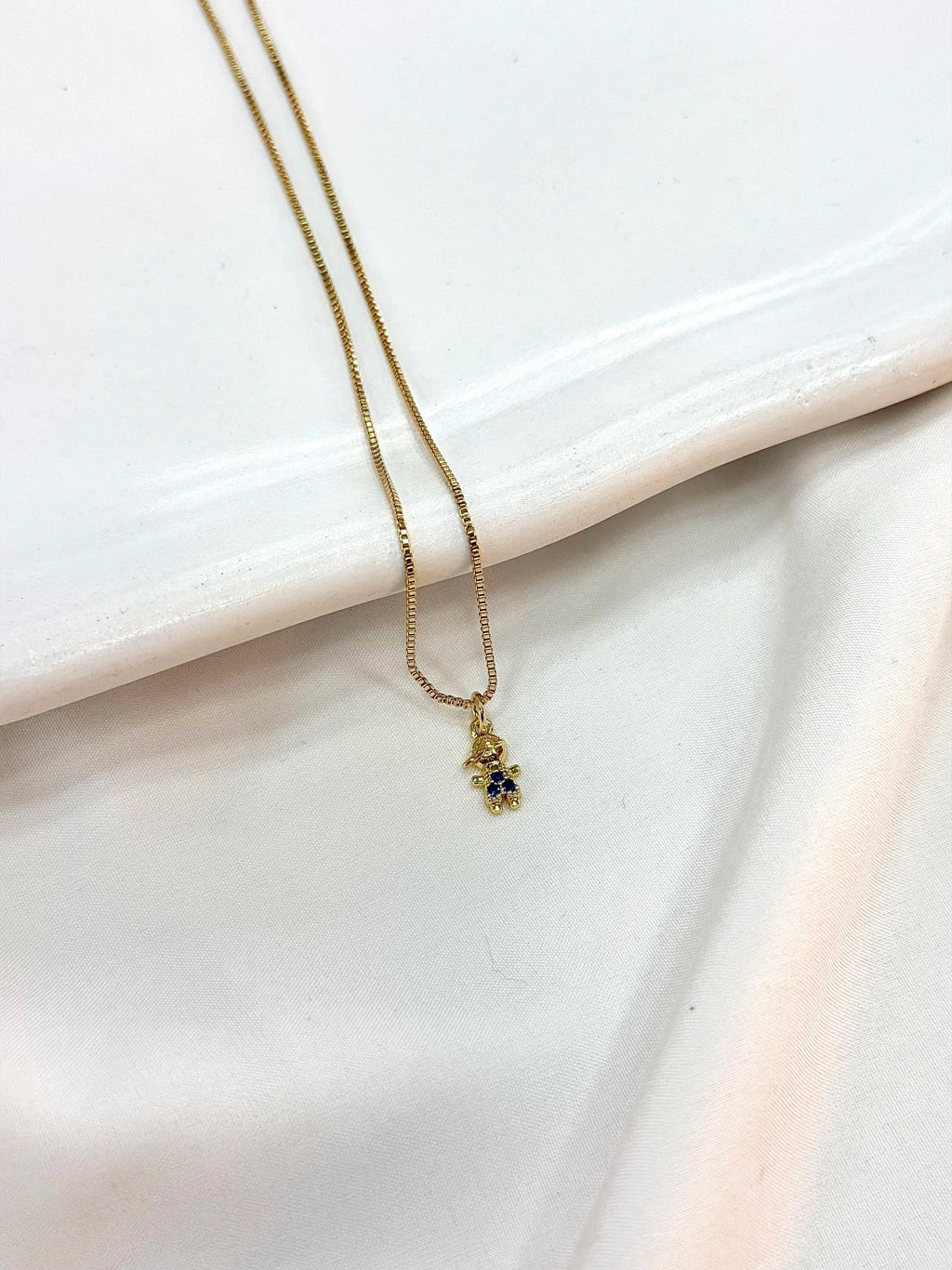 Colar menino zircônia azul
