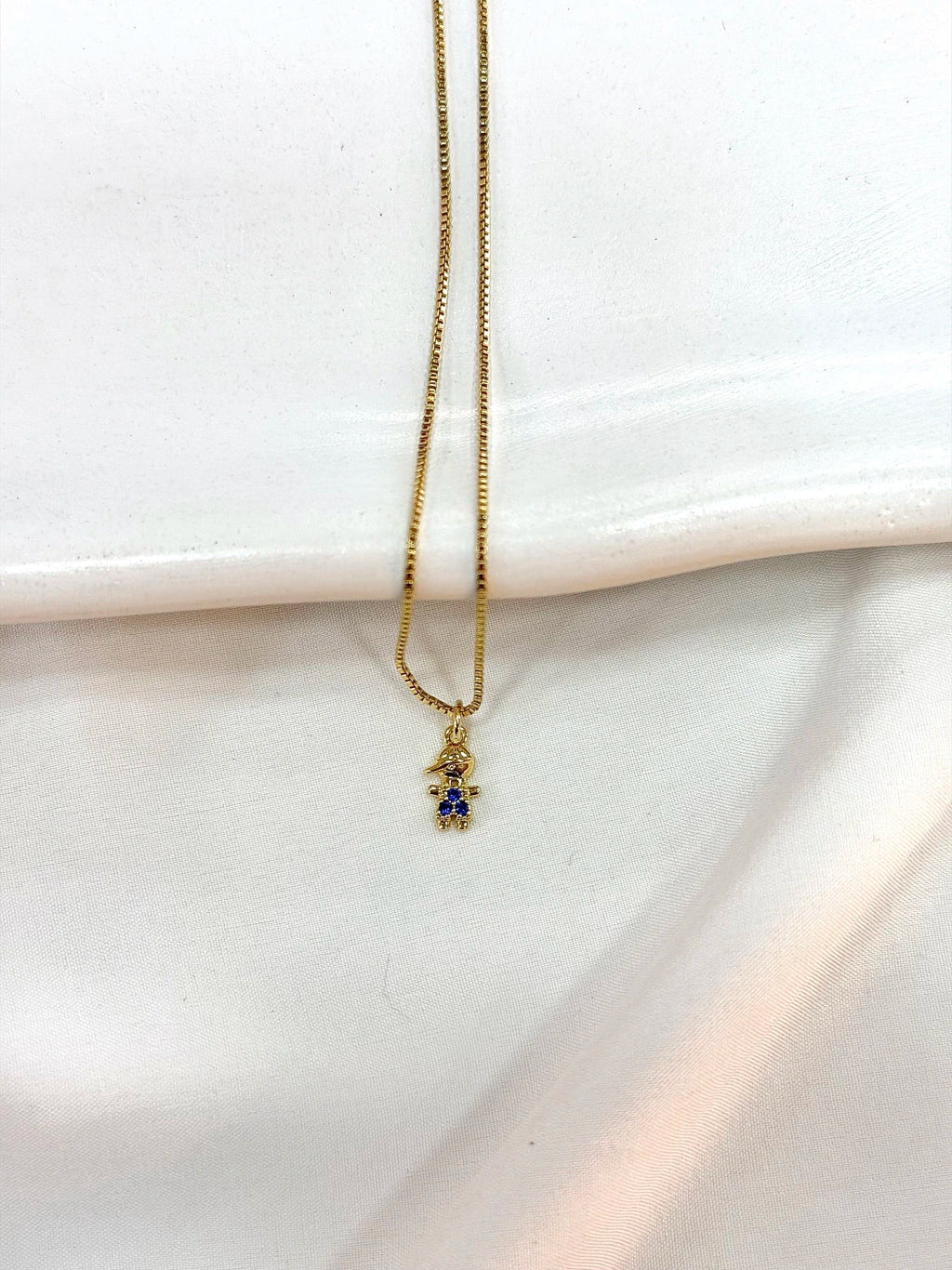 Colar menino zircônia azul