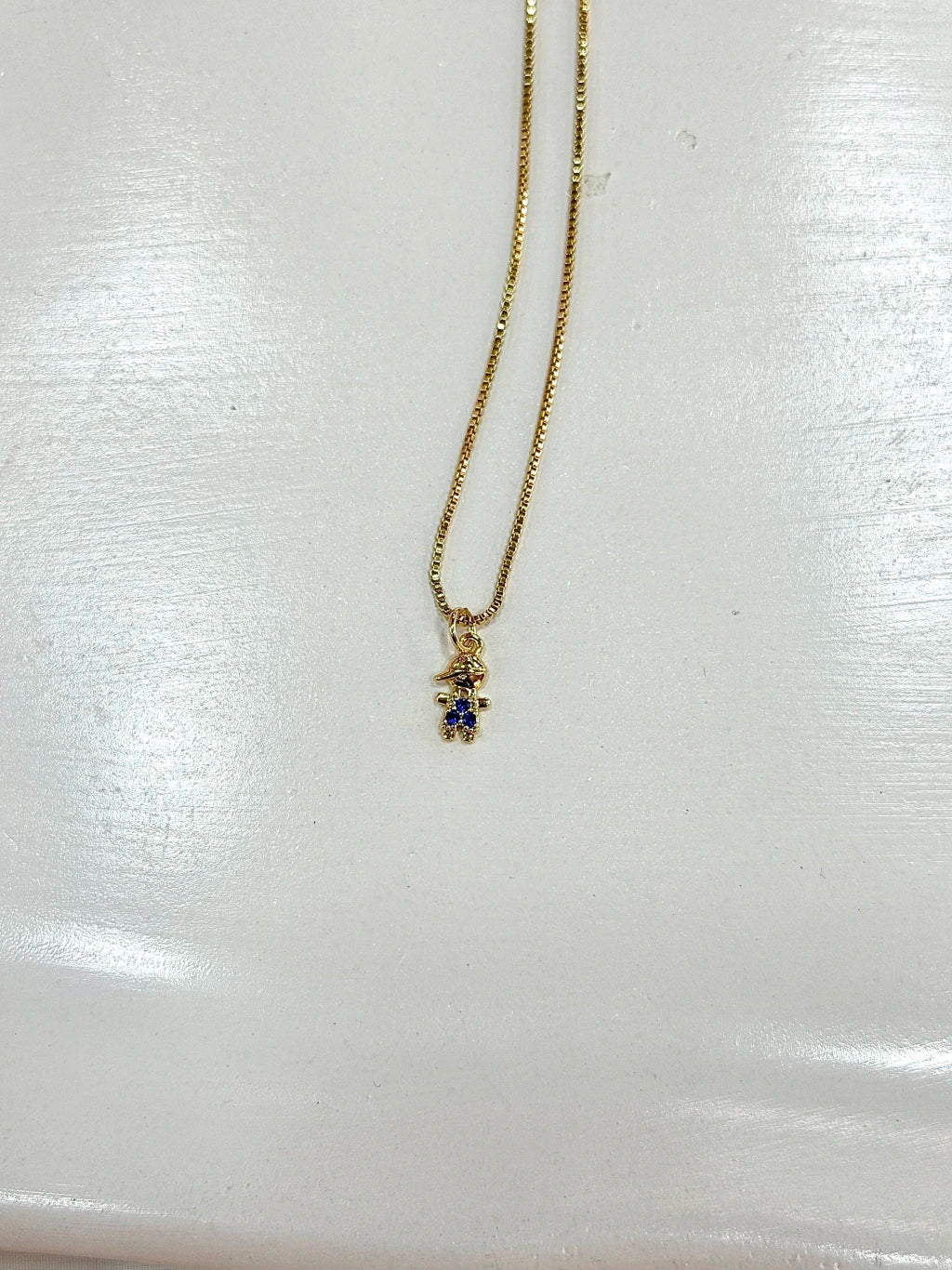 Colar menino zircônia azul